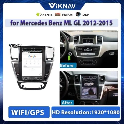 Android Vertical Screen Car Radio DVD Multimedia for Mercedes Benz ML GL 2012-2015 Stereo player GPS Navigation 12inch