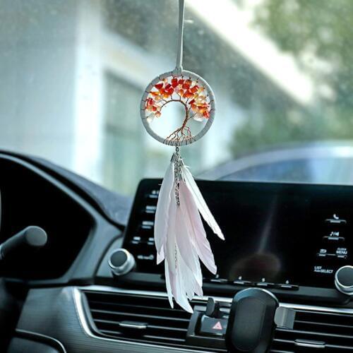Tree Of Life Dream Catcher Feather Car Mirror Hanging Pendant Auto Interior Decor In Car Accessory For Girls Gifts Car Ornaments