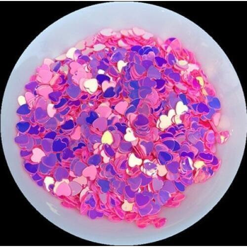 Pink Color 1200Pcs/Pack 4mm Heart Nail Sequin pvc loose sequins Glitter Paillettes Wedding Craft Kids Slime DIY Accessories