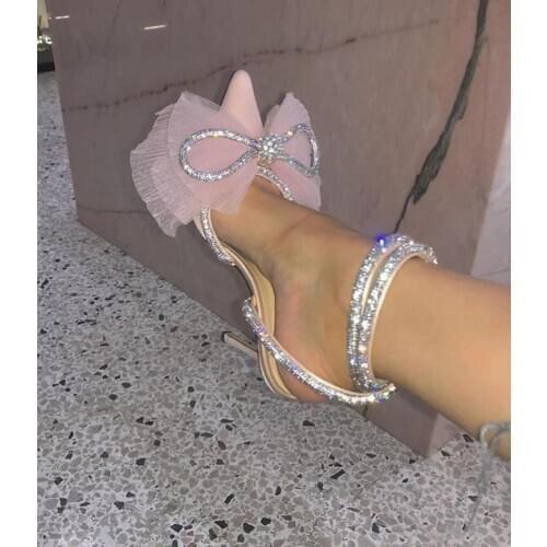 Bling Wedding Shoes Womens Flower New Bridal Shoes Butterfly Champagne Wear Hollow High Heels Thin Heeled Crystal Sandals