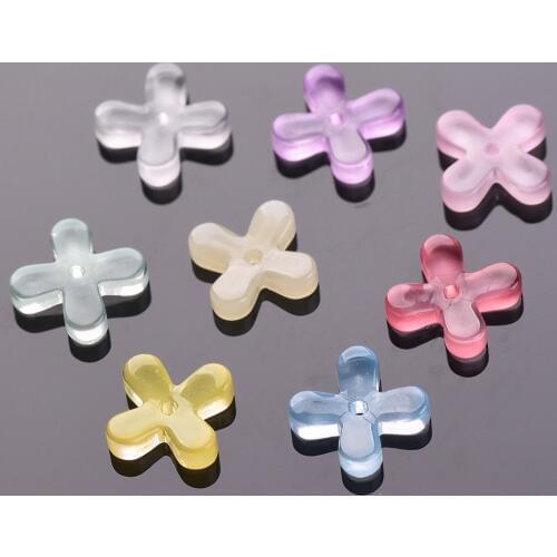 10pcs 10mm Cross Flower Shape Crystal Glass Loose Spacer Beads for Earring Jewelry Making DIY Crafts