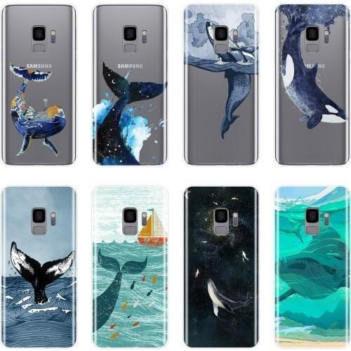 Phone Case For Samsung Galaxy S5 S6 S7 Edge S8 S9 Plus Silicone Soft Whale Fish Wave Back Cover For Samsung Galaxy Note 9 8 5 4