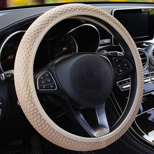 Car Steering Wheel Cover Breathable Protector Anti Slip Steering Covers Black Suitable 37-38cm Auto Decoration For Toyota Dudi