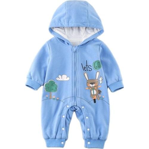 Baby Spring Autumn Rompers Newborn Cotton Coats Thick Baby Girls Boys Warm Jumpsuit Infant Outfits Kid Clothes Hooded Outerwear