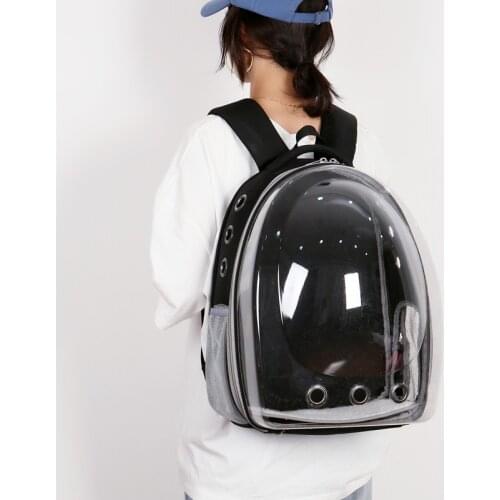 Breathable portable cat and dog backpack, transparent pet travel backpack, portable cat and puppy travel backpack