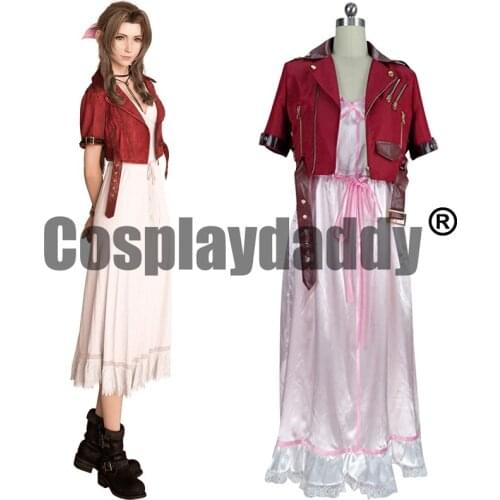 Final Fantasy VII FF7 Remake Avalanche The Flower Girl Aeris Aerith Gainsborough Outfit Dress Cosplay Costume S002