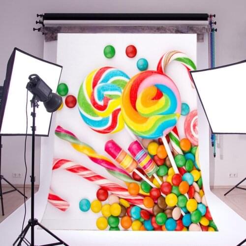 Photography Backdrops Happy Birthday Candy Land Theme Lollipops Kids Children Birthday Portraits Background Photo Studio PD19