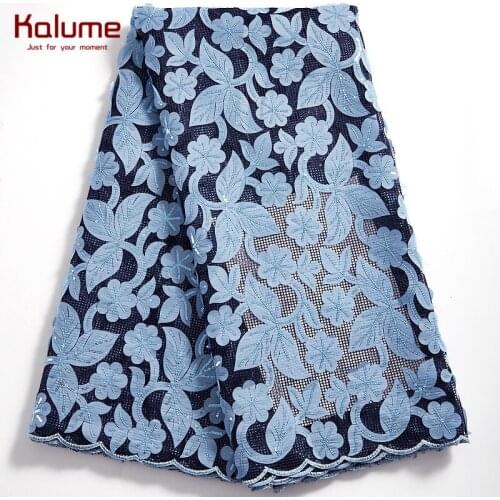 Kalume French Lace Fabric Diy African Mesh Lace Fabric 3D Flower Nigerian Lace Fabric Sequins Dress For Party Lace Fabric H2337