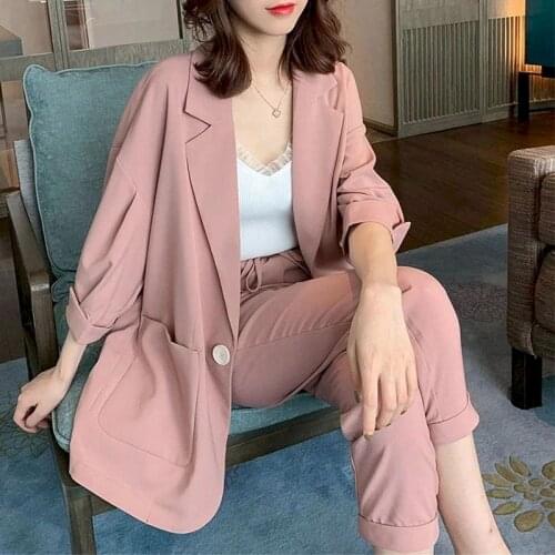 Large Size Womens Suit Suits Small Suit High Waist Casual Pants Two Piece Sets Coat Thin Sets Women Blazer Office Business Suits