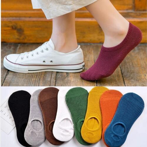Women Candy Color Sock Slippers Summer New Cute Solid Invisible Non-slip Low Cut Socks Casual Cotton Breathable Ankle Boat Socks