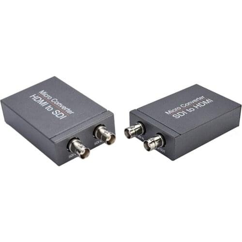 Top Deals 2Pcs Mini HD 3G SDI to HDMI Converter HDMI to SDI Video Micro-Converter with Audio Auto Format Detection for Camera