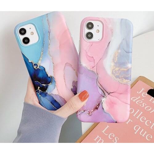 Marble Style Silicone Soft Mobile Phone Case for IPhone12MAX Lens Protection Full Package 12 Pro Max