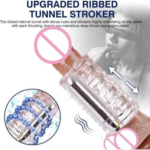 Men Sex Product Penis Massager With 2 Caps Male Masturbator Delay Lasting Trainer Gay Couple Vibrator Adult Sex Toy For Men