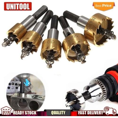 5 Pcs 16-30mm HSS Carbide Tip Drill Bit Hole Saw Set Metal Wood Drilling Cut Tool Sheet Metal Reamer