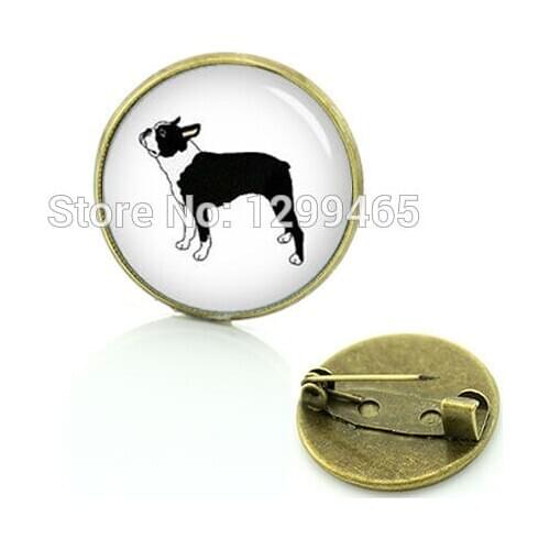Wearable Art animal silhouette brooches Elegant Design boston terrier badges Novelty Interesting cartoon dog pin C 862