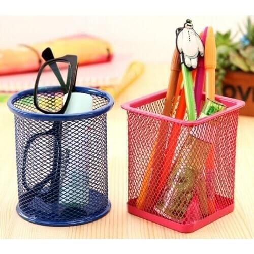 1PC Hollow Metal Pencil Pen Holder Storage Box Stand Manage Case Student Stationery Household Organizer LF 023