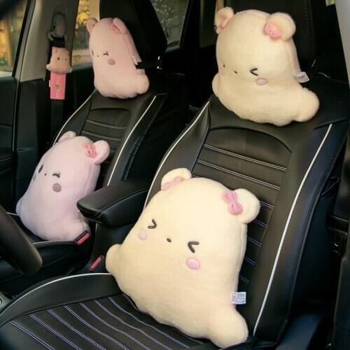 New pretty cute Cloud bear pillow car headrest seat belt favorite stuffed soft Soothing Pillow Useful birthday gift for friend