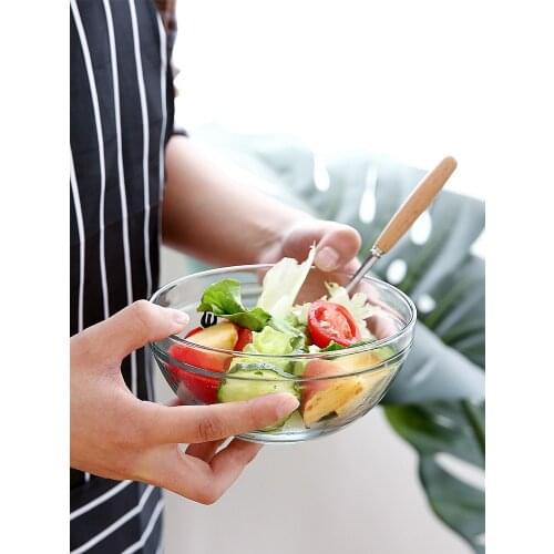 Transparent glass bowl household dessert fruit salad bowl large heat resistant soup bowl creative dinner small tableware noodles