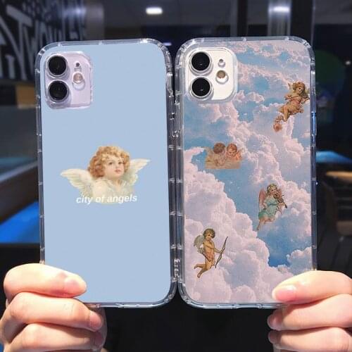 Renaissance angels baby Phone Case Transparent for iPhone 6 7 8 11 12 s mini pro X XS XR MAX Plus cover funda shell