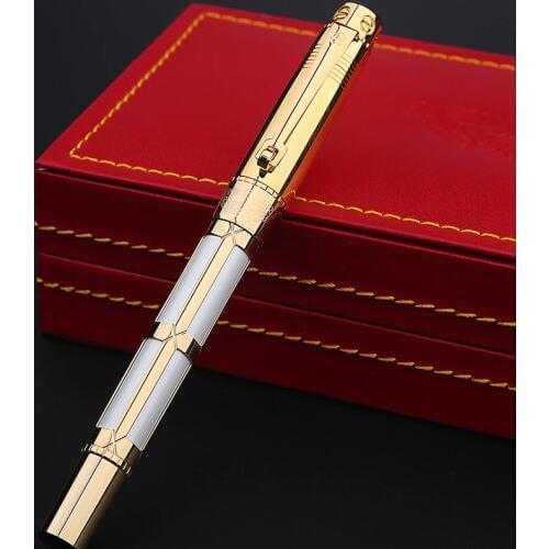 Luxury 10K Gold Fountain Pen 0.5mm Gold-black/White High-end Business Gift Pens with Gift Box Office Supplies Free Shipping