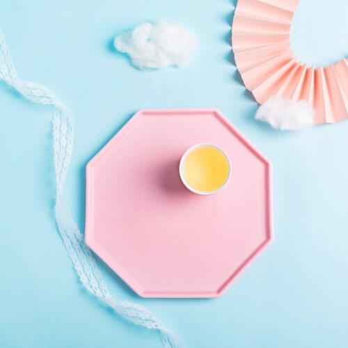 Pink Rectangular Dry Brewing Plate Rectangular Kung-Fu Tea Set Accessory Tea Table Girl Household Ceramic Office Hotel Tea Tray