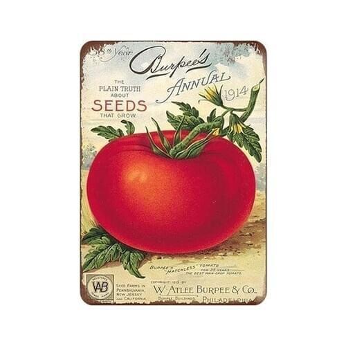 Tomato Seeds,the Plain Trull About Seeds Tha Grow 1914 Metal Tin Sign 8x12 Inch Home Kitchen Fastfood Bar Pub Wall Decor