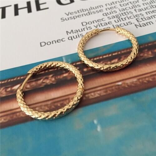 Daily Item Gold Color Plating Plain Rough Stainless Steel Small Hoop Earrings For Women Girl Party Gift Career Dainty