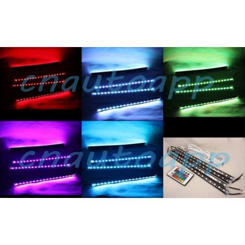 Car Chassis / LED Interior Light / Motorcycle Decoration Atmosphere Lamp Multi-Color RGB Remote Waterproof Strips - 4PCS(60MM)