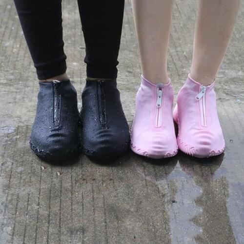 Rain Silicone Shoe Cover Reusable Waterproof Slip-resistant Rain Shoes Covers Zipper Outdoor Thickened Camping Rubber Rain Boot