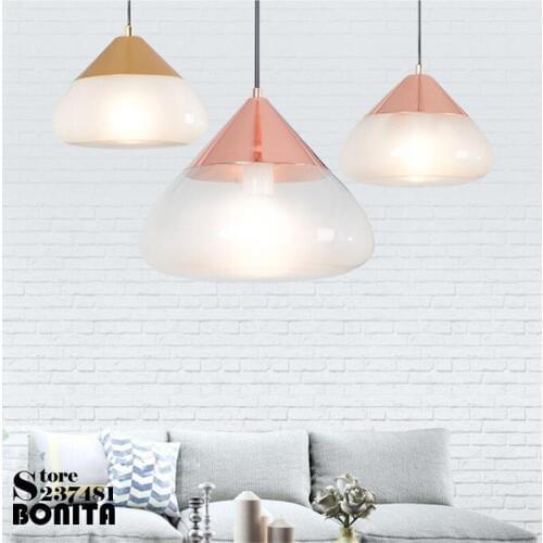 Nordic post modern minimalist dining room pendant light Transparent glass hanging lamp Gold/Rose Gold/Silver droplight iron