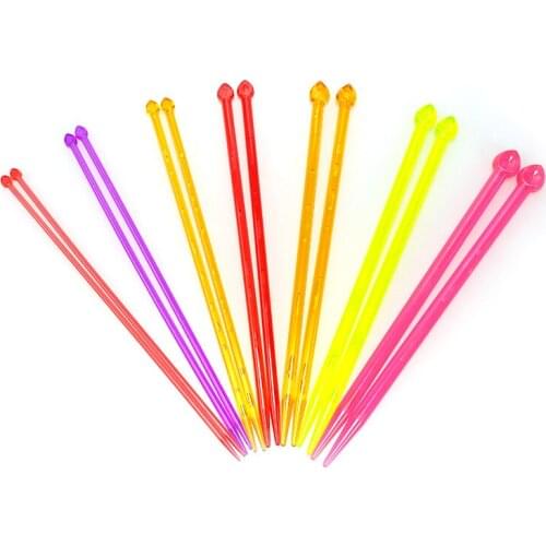 7pairs Candy Color Plastic Single Pointed Knitting Needle Long Acrylic Weaver Needles Tool DIY Knitting kit Accessories Tool Set
