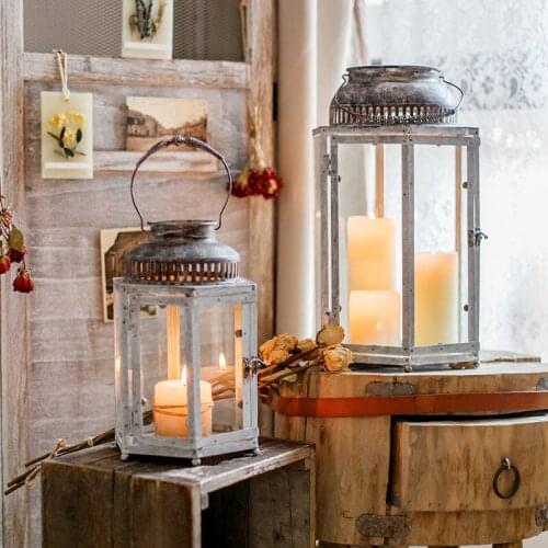 Wedding Romantic Candle Holders Lantern Wooden Glass Vintage Windproof Art Candelabra Gifts Kaarsenhouder Home Decoration BS50CH