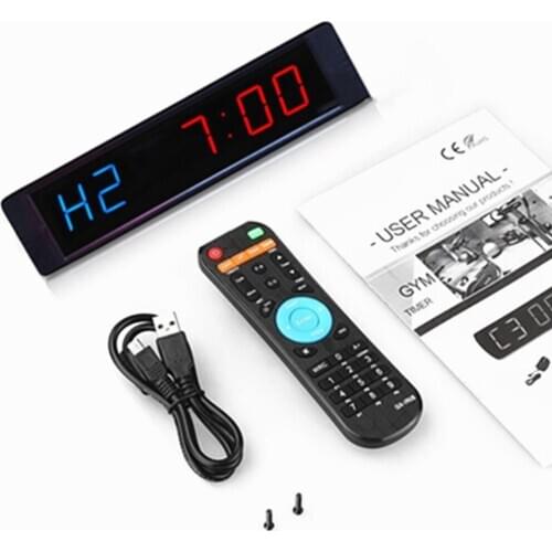 6- Digit 5v Gym Led Timer Stopwatch With Remote For Gym Fitness Training Ideal Interval Timer Clock ,with Wall Mount Brackets