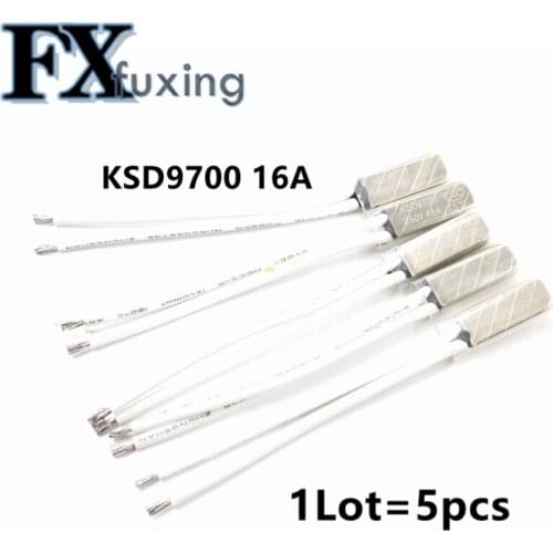 5PCS KSD9700 Thermostat 16A 250V Temperature Thermal Control Switch Normal Close NC 40C 45 50 55 60 65 70 80 85 90 100 Degrees