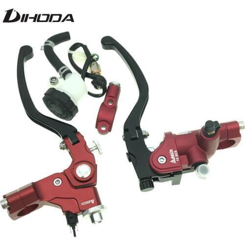 Universal 7/8" 22mm Left Cable Clutch + 17.5/19 Rcs Right Hydraulic Master Cylinder For Honda Yamaha Kawasaki Suzuki