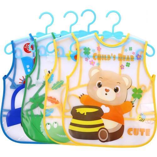 Waterproof Kids Apron&Baby Rice Pockets&Vest Style Baby Feeding Cloth Baby Bibs 1Pcs