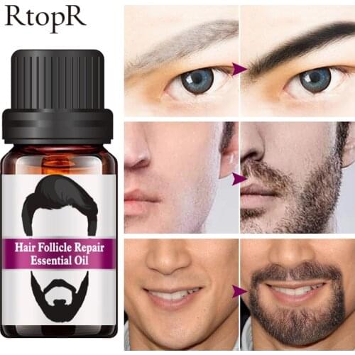 RtopR Hair Follicle Repair Oil Men Styling Moustache Oil Hair Growth Of Beard Body Hair Eyebrow Care Moisturizing Smoothing 10ml