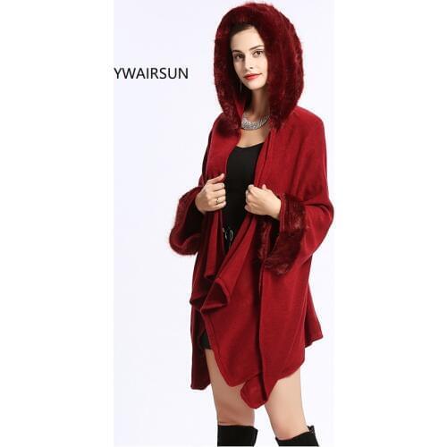 YWAIRSUN Fashion female model fur collar short female cloak shawl poncho imitation fur hat coat imitation water mane lady scarf