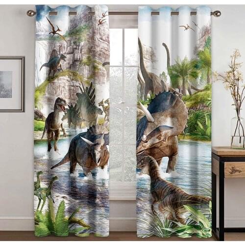 Home Living Room Shading Decorative Curtain Home Textile Decoration Bedroom Curtains Dinosaur Pattern 3D Printing
