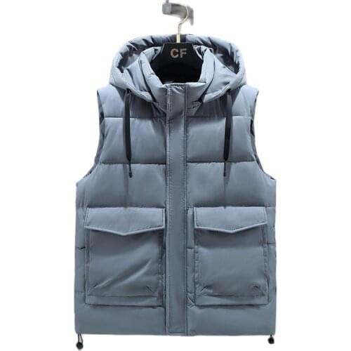 Mens Vest Jacket Winter Waterproof Warm Sleeveless Men Jacket Fashion Hooded Casual Vest Men Autumn Thicken Waistcoat