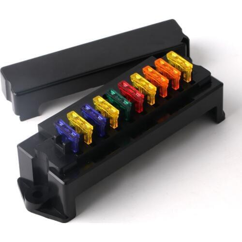 10 Way Blade Fuse Box Holder with terminal & fuse for Car Boat Marine Trike 12V 24V