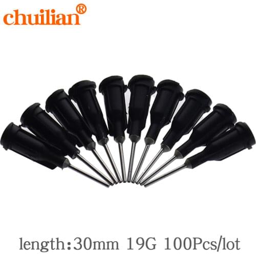 100Pc/lot 19G x 30mm Precision passivated S.S. Dispense Tip with PP Safetylok hub, glue dispenser needles