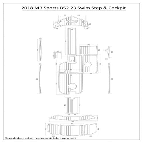 2018 MB Sports B52 23 Swim Step & Cockpit Pad Boat EVA Teak Decking 1/4" 6mm