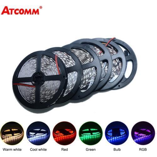 5050 RGB LED Strip Light 5 Meters 12V IP67 Waterproof LED Diode Ribbon Tape Light Red Green Blue Cool/Warm White 60 LEDs/m