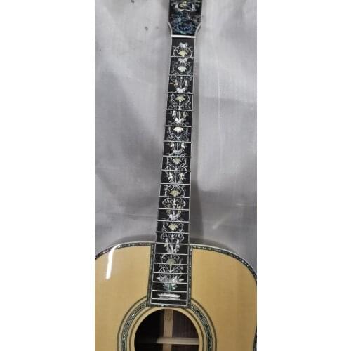 Free shipping AAAA handmade all solid wood dreadnought guitar super deluxe full abalone professional acoustic electric guitars
