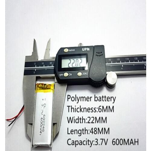 Free shipping 3.7V lithium polymer battery 062248 602248 600mAh MP3 MP4 GPS Bluetooth lithium battery small stereo bluetooth GPS