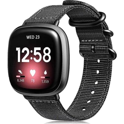 For fitbit versa 3 band Woven Nylon strap with Stainless Steel Buckle for fitbit sense bands Quick Release Wrist women men belt