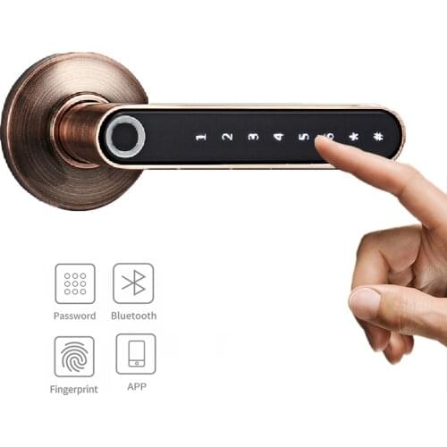 Fingerprint Handle Lock Right Left Open Wooden Door Lock Lithium Battery Bluetooth Lock Dynamic Code Unlock Smart Lock Door