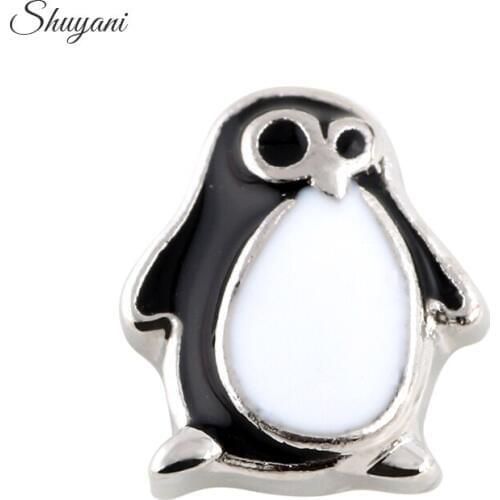 F457 New Arrival 20pcs/lot Sweet Penguin Floating Locket Charms Fit Woman Magnetic Lockets Pendant