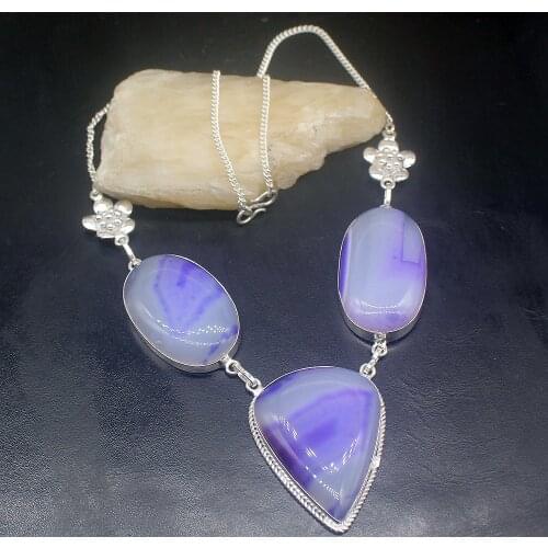 Gemstonefactory Jewelry Big Promotion Unique 925 Silver Gorgeous Botswana Agate Lovely Gifts Women Chain Necklace 48cm 202101481